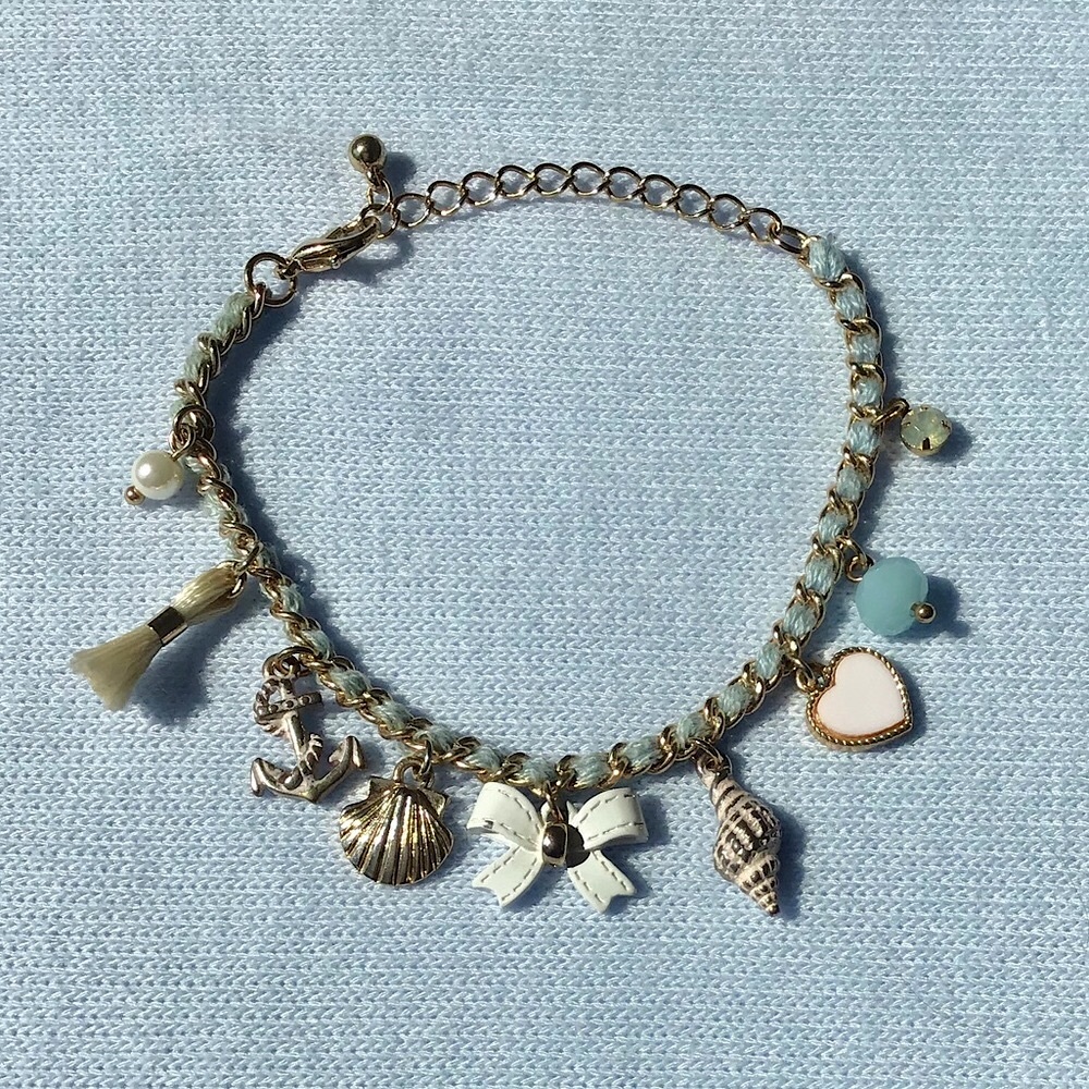 💙☁️Dainty Baby Blue Multi Shell Charm Bracelet